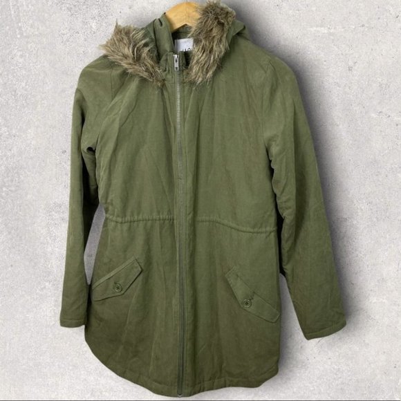 Revolve BB Dakota Army Green Faux Fur Ashland Coat Jack Size S Hood‎ Jacket NEW - Picture 3 of 13